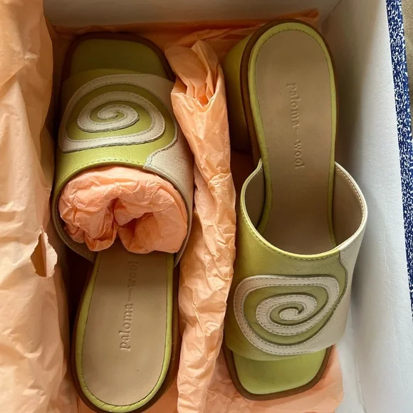 Paloma Wool Tornado Sandal in Green and White colors. Size EU 36/US 6 - Picture 2 of 7